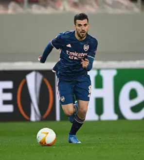 Olympiacos V Arsenal 2020-21 Prints: Empty Karaiskakis Stadium: Arsenal's Dani Ceballos Plays in Quiet UEFA Europa League Match Against Olympiacos