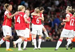 Karen Carney celebrates scoring Arsenals 4th goal her 2nd