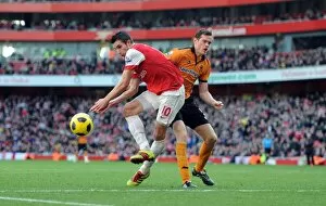 Images Dated 12th February 2011: Katie Baldwin (Arsenal) Richard Stearman (Wolves). Arsenal 2: 0 Wolverhampton Wanderers