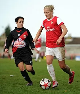 Images Dated 11th November 2010: Katie Chapman (Arsenal) Pizarro (Rayo). Arsenal Ladies 4: 1 Rayo Vallecano