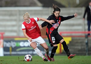 Images Dated 11th November 2010: Katie Chapman (Arsenal) Zornoz (Rayo). Arsenal Ladies 4: 1 Rayo Vallecano