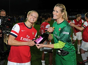 Arsenal Ladies V Birmingham City - WSL League Cup Final 2012-13 Prints: Katie Chapman and Emma Byrne (Arsenal) celebrate after the match. Arsenal Ladies 1