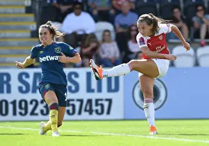 Arsenal Women V West Ham United Women 2018-19 Prints: Katie McCabe's Dramatic Goal Against Claire Rafferty in Arsenal Women's Continental Cup Match