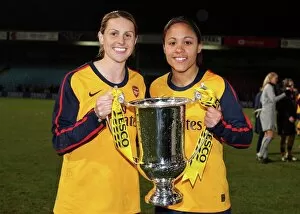 Kelly Smith and Alex Scott (Arsenal) with the League Cup trophy