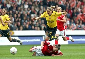 Images Dated 8th May 2007: Kelly Smith (Arsenal) is fouled by Maria Bertelli (Charlton)