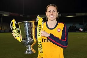 Arsenal Ladies v Doncaster Rovers Belles - League Cup Final 2008-9 Collection: Kelly Smith (Arsenal) with the League Cup trophy