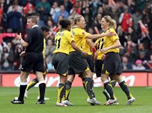Images Dated 8th May 2007: Kelly Smith celebrates scoring Arsenals 1st goal her 1st with Jayne Ludlow