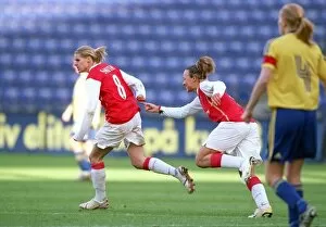 Brondby v Arsenal Ladies 2006-07 Collection: Kelly Smith celebrates scoring Arsenals and her 2nd goal with Lianne Sanderson