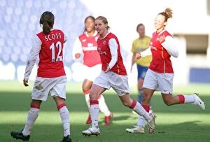 Images Dated 7th November 2006: Kelly Smith's Double: Arsenal Ladies Celebrate Semi-Final Goals vs. Brondby IF
