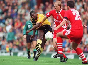Kevin Campbell (Arsenal) and Mark Wright and Neil Ruddock (Liverpool)