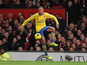 Manchester United V Arsenal 2013-14 Prints: Kieran Gibbs in Action: Manchester United vs Arsenal, Premier League 2013-14