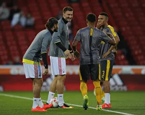 Images Dated 20th September 2016: Kieran Gibbs and Alex Oxlade-Chamberlain (Arsenal) Henri Lansbury and Nicklas Bendtner
