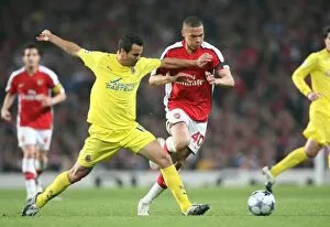 Arsenal v Villarreal 2008-09 Collection: Kieran Gibbs (Arsenal) Angel Lopez (Villarreal)