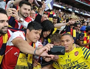 Kieran Gibbs (Arsenal) with the fans after the match. Arsenal 4: 0 Aston Villa. FA Cup Final