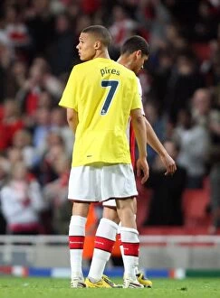 Arsenal v Villarreal 2008-09 Collection: Kieran Gibbs (Arsenal) leaves the pitch wearing Robert Pires shirt