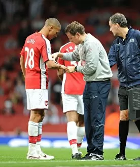 Arsenal v West Bromwich Albion - Carling Cup 2009-10 Collection: Kieran Gibbs (Arsenal) and Physio Colin Lewin