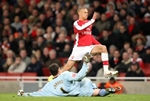 Arsenal V Plymouth Argyle - FA Cup 2008-09 Prints: Kieran Gibbs (Arsenal) Romain Larrieu (Plymouth)