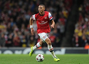 Arsenal V Borussia Dortmund 2013-14 Prints: Kieran Gibbs: Arsenal's Tenacious Defender in Action