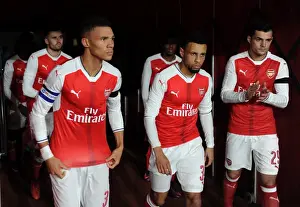 Arsenal V Southampton EFL Cup 2016-17 Prints: Kieran Gibbs, Francis Coquelin and Granit Xhaka (Arsenal). Arsenal 0: 2 Southampton