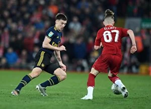 Liverpool v Arsenal - Carabao Cup 2019-20 Collection: Kieran Tierney Closes In on Harvey Elliott: Liverpool vs Arsenal - Carabao Cup Showdown