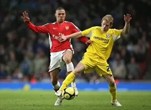 Images Dated 16th February 2009: Kieron Gibbs (Arsenal) Chris Burke (Cardiff)