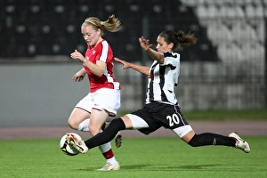 POAK Thessaloniki v Arsenal Ladies 2009-10 Collection: Kim Little (Arsenal) Yasiliki Tsiaka (POAK)