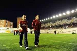 Images Dated 4th November 2010: Kim Little and Gemma Davison (Arsenal) before the match. Rayo Vallecano 2