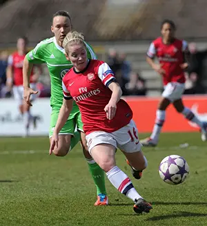 Arsenal Ladies V Wolfsburg 2012-13 Prints: Kim Little Outruns Josephine Henning: Arsenal Ladies vs