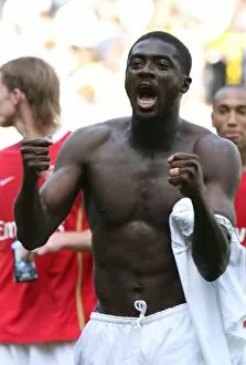 Images Dated 17th September 2007: Kolo Toure celebrates the Arsenal victory after the match