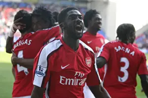 Wigan Athletic V Arsenal 2008-09 Prints: Kolo Toure celebrates Arsenals 4th goal scored by Alex Song