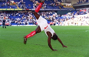 Kolo Toure celebrates by performing a back flip. Tottenham Hotspur v Arsenal Kolo Toure celebrates by performing a back flip. Tottenham Hotspur v Arsenal