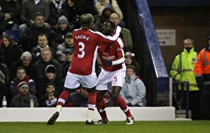 Images Dated 3rd March 2009: Kolo Toure celebrates scoring the 2nd Arsenal goal with Bacary Sagna