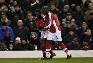 Images Dated 3rd March 2009: Kolo Toure celebrates scoring the 2nd Arsenal goal with Bacary Sagna