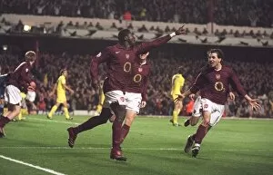 Images Dated 21st April 2006: Kolo Toure celebrates scoring Arsenals 1st goal. Arsenal 1: 0 Villareal