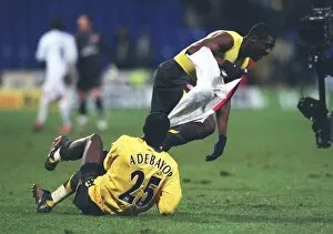Kolo Toure and Emmanuel Adebayor celebrate after the match