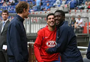 Kolo Toure and Jens Lehmann with ex-Arsenal player Jose Antonio Reyas
