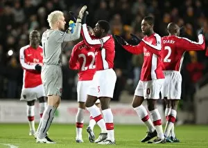 Kolo Toure and Manuel Almunia (Arsenal) before the match