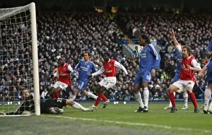Chelsea v Arsenal 2007-08 Collection: Kolo Toure and Mathieu Flamini celebrate Arsenals goal scored past Carlo Cudicini