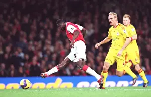 Arsenal V Liverpool 2006-07 Prints: Kolo Toure scores Arsenals 2nd goal as Sami Hyypia (Liverpool) looks on