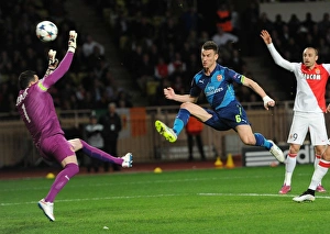 Monaco V Arsenal 2014/15 Prints: Koscielny Scores Past Subasic: Monaco vs Arsenal, UEFA Champions League 2015