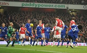 Images Dated 1st February 2011: Koscielny Scores the Second: Arsenal Leads 2-1 over Everton