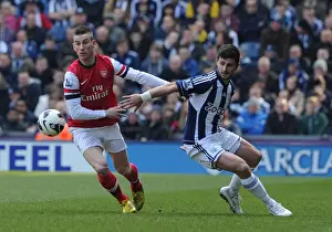 West Bromwich Albion V Arsenal 2012-13 Prints: Koscielny Stands Firm Against Long: West Bromwich Albion vs Arsenal