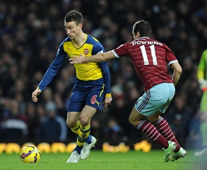West Ham United V Arsenal 2014-15 Prints: Koscielny Surges Past Downing: West Ham vs. Arsenal, Premier League 2014-15