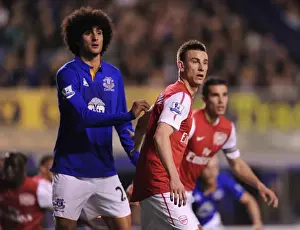 Everton V Arsenal 2011-12 Prints: Koscielny vs. Fellaini: Intense Battle at Goodison Park (Everton v Arsenal)