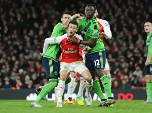 Arsenal V Southampton 2015-16 Prints: Koscielny vs. Fonte & Wanyama: A Battle of Defenders in Arsenal vs. Southampton