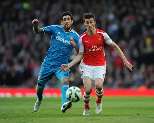 Arsenal V Sunderland 2014-15 Prints: Koscielny vs. Graham: Intense Clash at Emirates - Arsenal vs