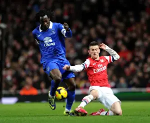 Arsenal V Everton 2013-14 Prints: Koscielny vs Lukaku: Intense Battle at the Emirates (Arsenal v Everton, 2013-14)