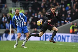 Brighton And Hove Albion V Arsenal 2017-18 Prints: Koscielny vs Murray: Intense Battle in Brighton and Hove Albion vs Arsenal Premier League Clash