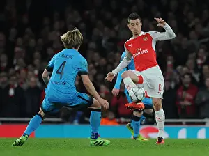 Arsenal V Barcelona 2015/16 Prints: Koscielny vs. Rakitic: A Champions League Battle at the Emirates