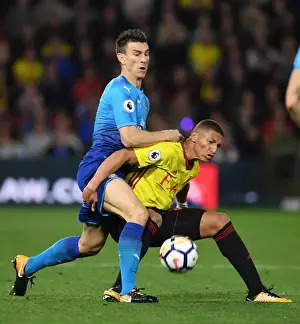 Watford V Arsenal 2017-18 Prints: Koscielny vs. Richarlison: Intense Battle in Watford v Arsenal Premier League Clash